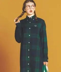 FRED PERRY チェック柄 ロングシャツワンピース