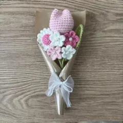 #2 枯れない花束　毛糸　花束　ハンドメイド　編み物　ピンク　マゼンダ