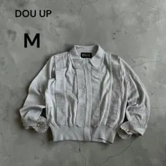 【A43】DOU UP カーディガン M グレー カジュアル レディース 古着