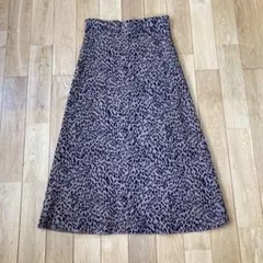 レオパードニットロングスカート　ベージュ　ストレッチのサムネイル