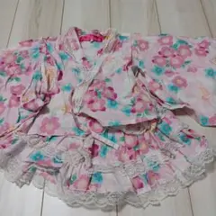 お値下げ！フリル付き花柄浴衣ドレス 100cm