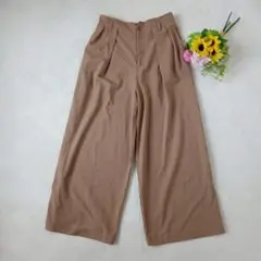 【エムズエキサイト】ワイドパンツ　ブラウン　ゆったり　Mサイズ　タック