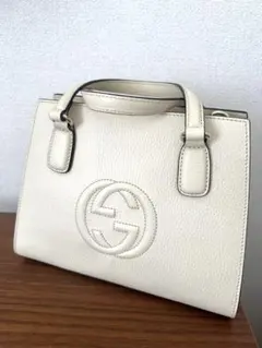 GUCCI ソーホー キャンバス レザー2way バッグ インターロッキングG