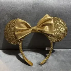 ディズニー　カチューシャ　スパンコール　ゴールド