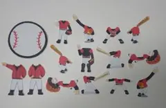 野球★赤×黒×白★色紙・寄せ書き用シール12枚セット★ソフトボール　引退　卒業