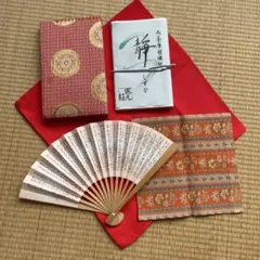 茶道初めてセット 懐紙 楊枝 扇子 帛紗 古帛紗　帛紗ばさみ