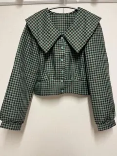 チェック柄クロップドジャケット
