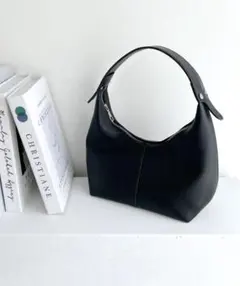 MYMOOD 合成皮革 ワンハンドルバッグ　ブラック