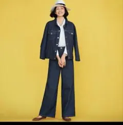 美品 自由区 BLUE デニム ワイドパンツ インディゴ 25（M相当）のサムネイル