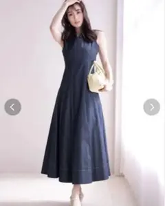 デニムワンピース バックリボン フレア
