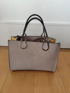 グレー トートバッグ 中型 合成皮革 タグ付き