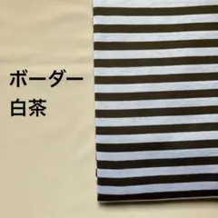 A-10■天竺ニット生地 白茶ボーダー　1.5m