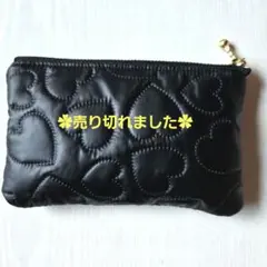 【手作り】ハート柄　圧着キルティング　ポーチ　ハンドメイド