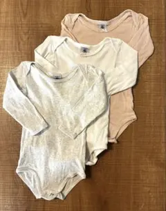 プチバトー　長袖肌着ロンパース　18m/81cm ３枚セット