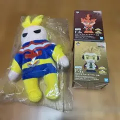 ヒロアカ　一番くじ　オールマイトぬいぐるみ、ホークス&エンデヴァーフィギュア