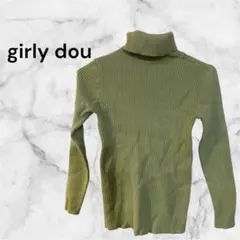 girly dou リブニット タートルネック セーター レモンイエロー