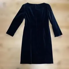 ROPÉ ネイビー 長袖ひざ丈ワンピース