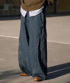 3way side-zip buggy denim pantsのサムネイル