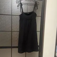 GU テクスチャー キャミソール ミニ ワンピース ブラックS