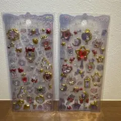 魔法の杖　リボン　宝石　ハートいっぱいシール 2シートセット　シール交換シール活