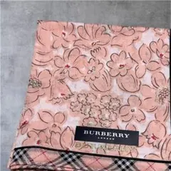 BURBERRY 花柄 ハンカチ ピンク