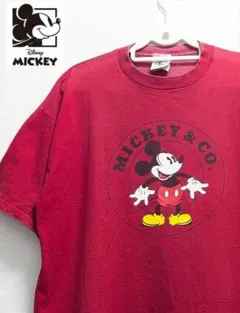 90s BRAZOS製 ミッキーマウス ヴィンテージTシャツ 赤 XL