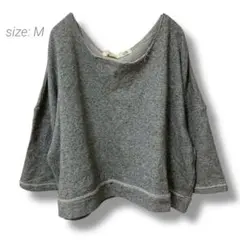 【ショート丈カットソー】✨良品✨トレーナー ドロップショルダー グレー ゆったり