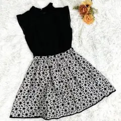 リランドチュール 花柄刺繍ワンピース 襟付き シースルー