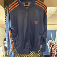 モ*キ様 adidas トラックジャケット ジャージ ネイビー×オレンジ M ビ