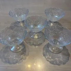 昭和レトロ オーロラ ガラス デザートカップ 5客 アイス サンデー 未使用