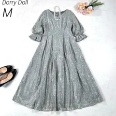 Dorry Doll　ヴィンテージレースボリューム袖ワンピースドレス　ブルー　M