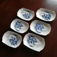 伊万里錦隅切角皿5枚18cm明治～大正期