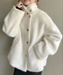 ボアジャケット ホワイト ベージュ オーバーサイズ
