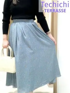 テチチテラス❤ ペイント柄 フレアスカート　水色