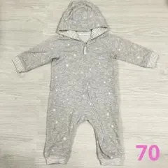 70 H&M 星柄フード付き カバーオール アウター ロンパース 4-6ヶ月用