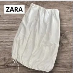 ZARA バルーンスカート ホワイト M ウエストゴム 春夏 白スカート ザラ