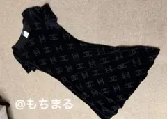 シャネル ヴィンテージ リネン ダブル ワンピース 金ボタン 黒