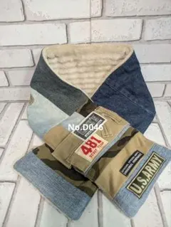No.D046 パッチワーク　男前　ARMY　リメイクデニム　マフラー　ボア