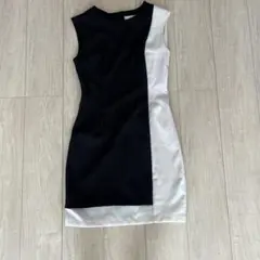 ノースリーブミニワンピース 黒と白のバイカラー