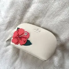Kate spade ポーチ 白 ハイビスカス