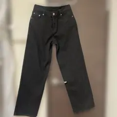 ブラックデニム ワイドレッグパンツ