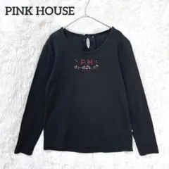 ピンクハウス　カットソー　ロンT ブラック　コットン　日本製　長袖　バックリボン