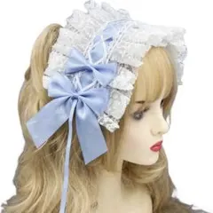 水色 ヘッドドレス ロリータ ブルー