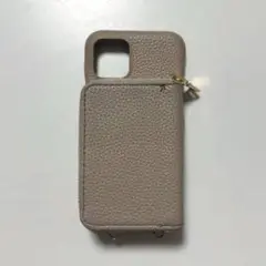 iPhone11Pro カードポケット付きスマホケースベージュ 合成牛革