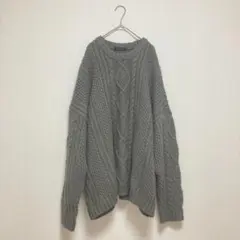 【レイジブルー】ケーブルニットセーター ダークグレー 長袖 メンズ