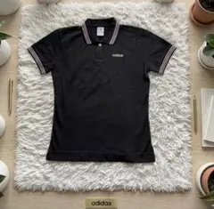 adidas アディダス ポロシャツ L ブラック×ピンク 刺繍ロゴ