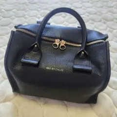 【希少・美品】SeeByChloe ボストンバッグ レザー ロゴ刻印 ブラック
