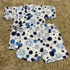 甚平 青と白の水玉模様 95cm