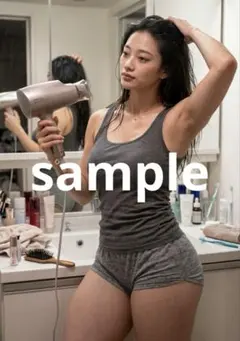 AI美女 陸上女子　洗面所 ドライヤー L版写真 No.40