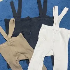 サスペンダー付きレギンス　リブ編みレギンス　ベビーレギンス　ベビースパッツ　美品